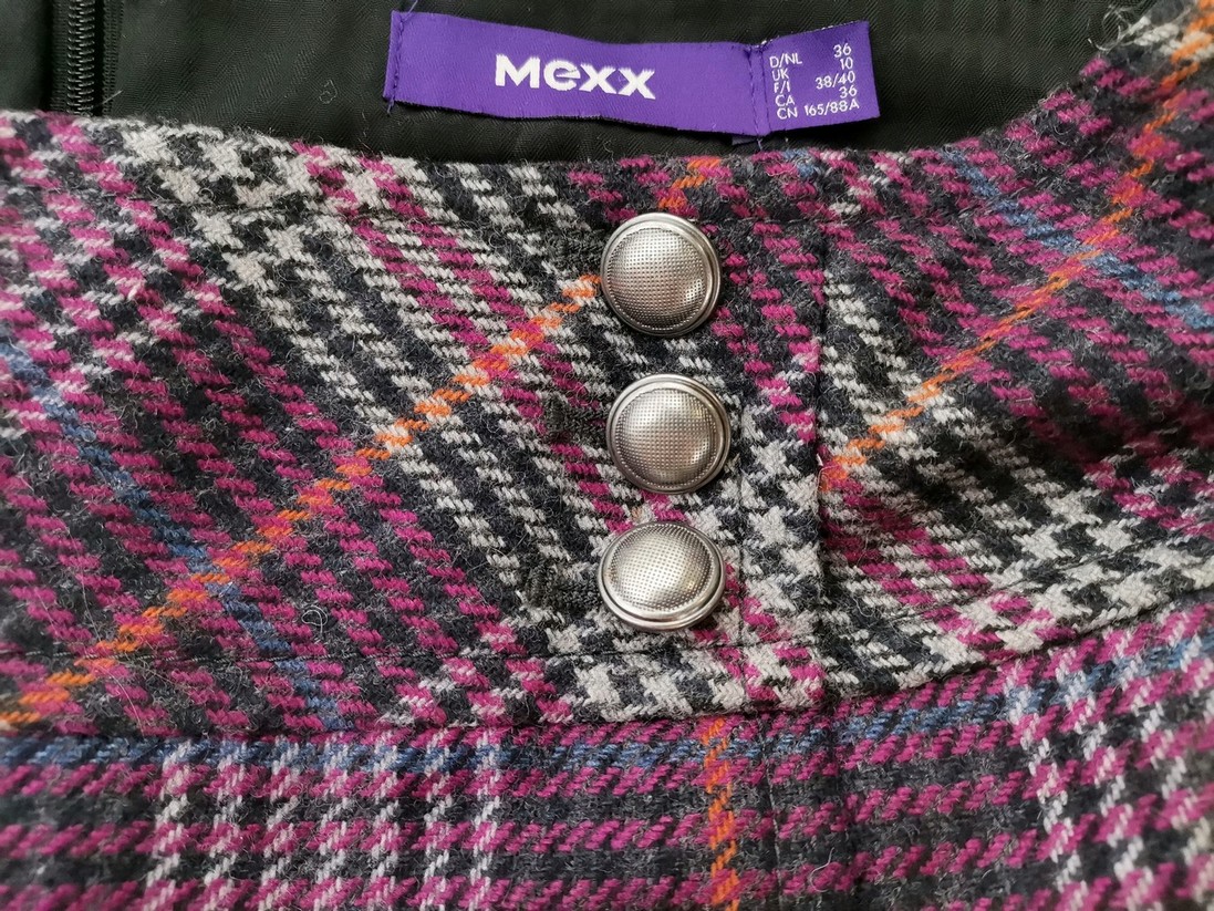 Mexx Stl 36 Färg Lila Rutigt Minikjol Kjol Kort Material Ull