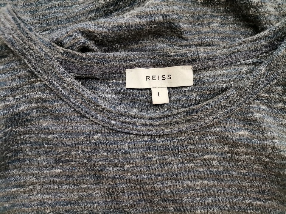 Reiss Stl L Färg Marinblå Rund urringning Stickad Tunika Blus Kortärmad