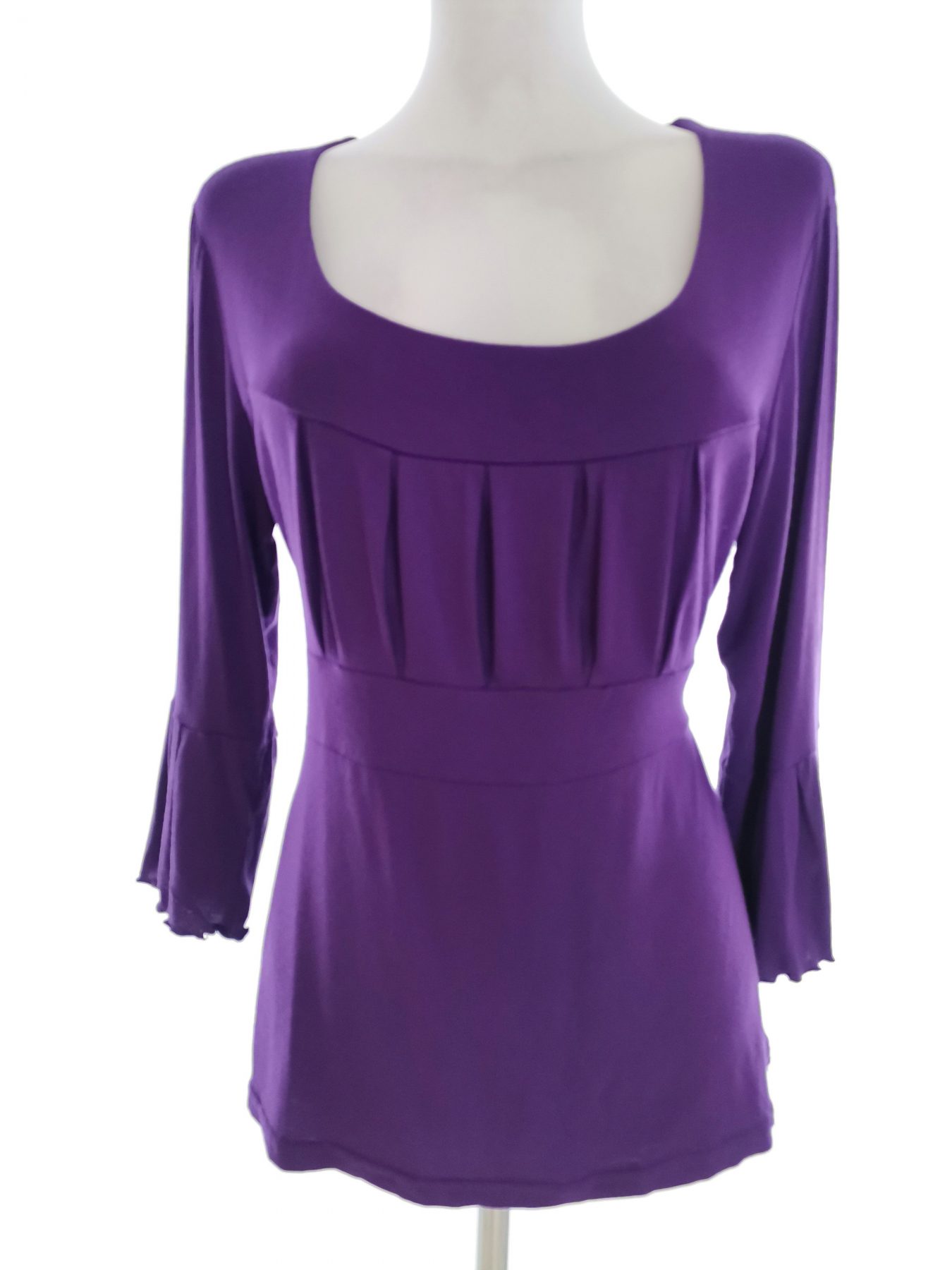 Wearhouse Stl XL Färg Lila U-ringning Peplum Blus ärm 3/4