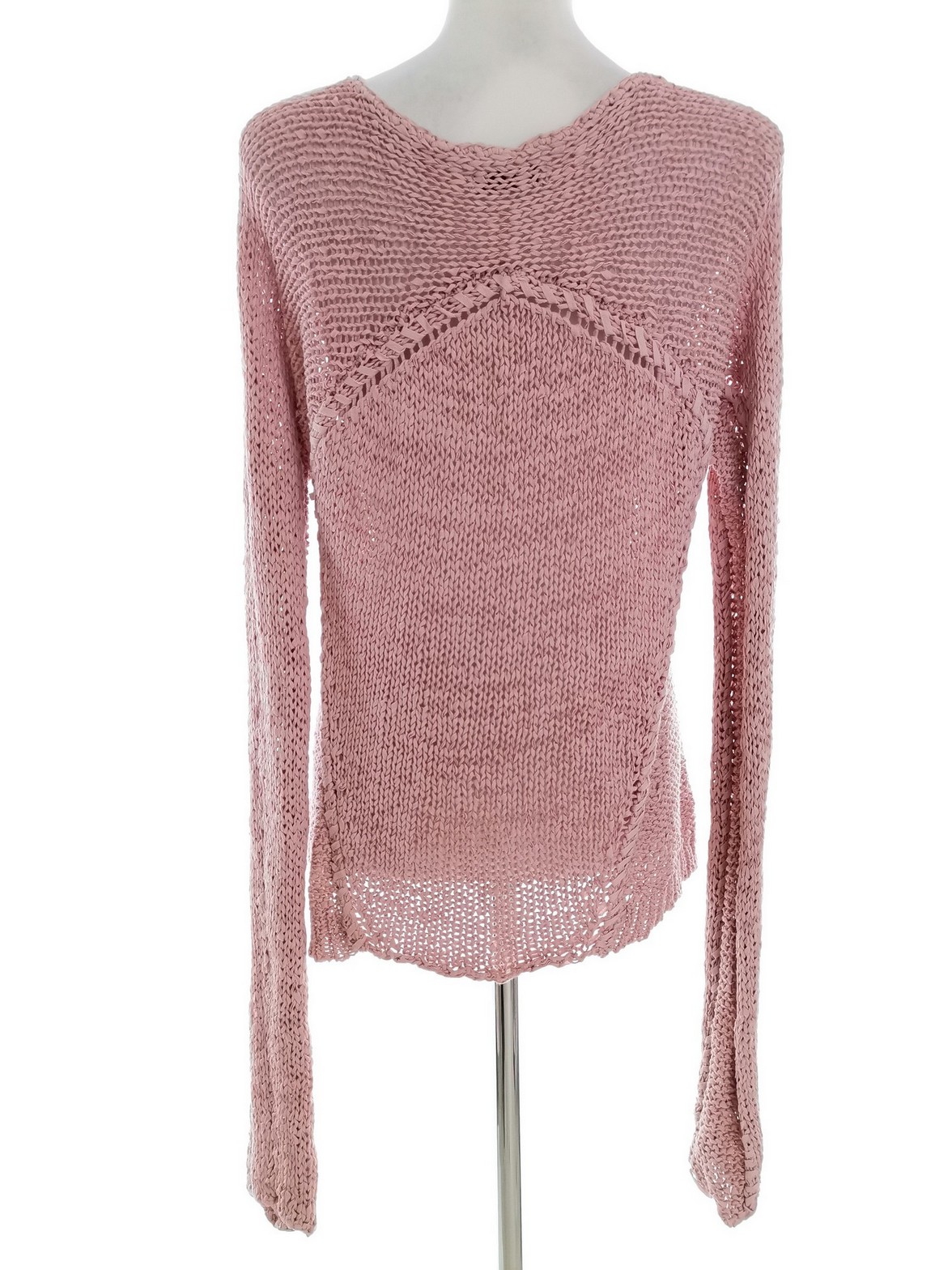 Hunkydory Stl XL Färg Rosa Rund urringning Tröja Långärmad Material Bomull Öppet stickat