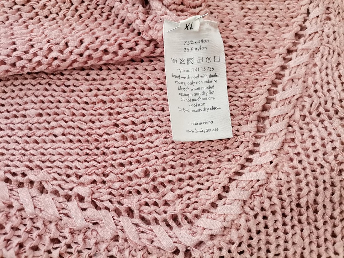 Hunkydory Stl XL Färg Rosa Rund urringning Tröja Långärmad Material Bomull Öppet stickat