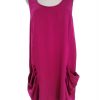 Reiss Stl 14 (42) Färg Fuchsia Rund urringning Raka Klänningen Ärmlös Knälängd