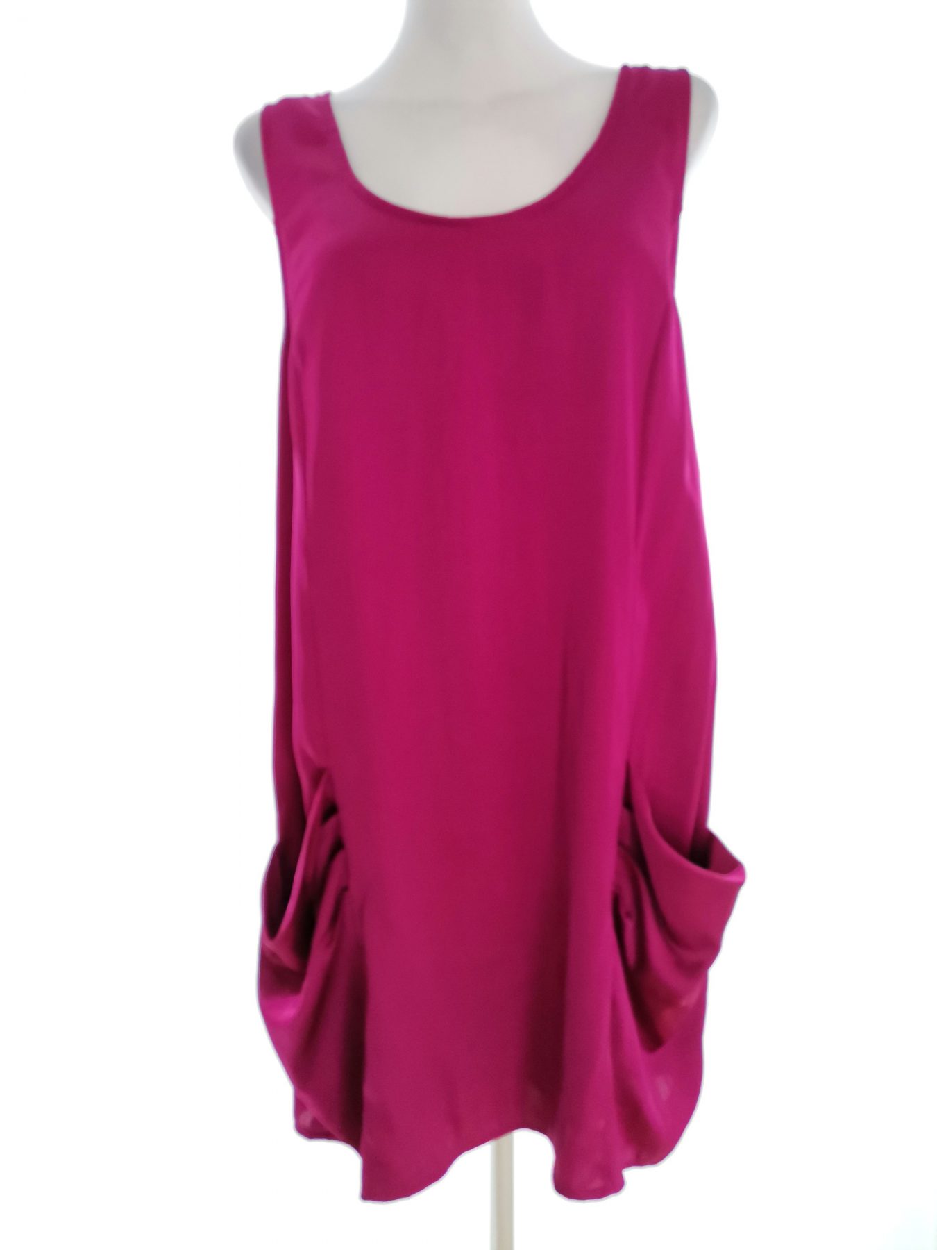 Reiss Stl 14 (42) Färg Fuchsia Rund urringning Raka Klänningen Ärmlös Knälängd