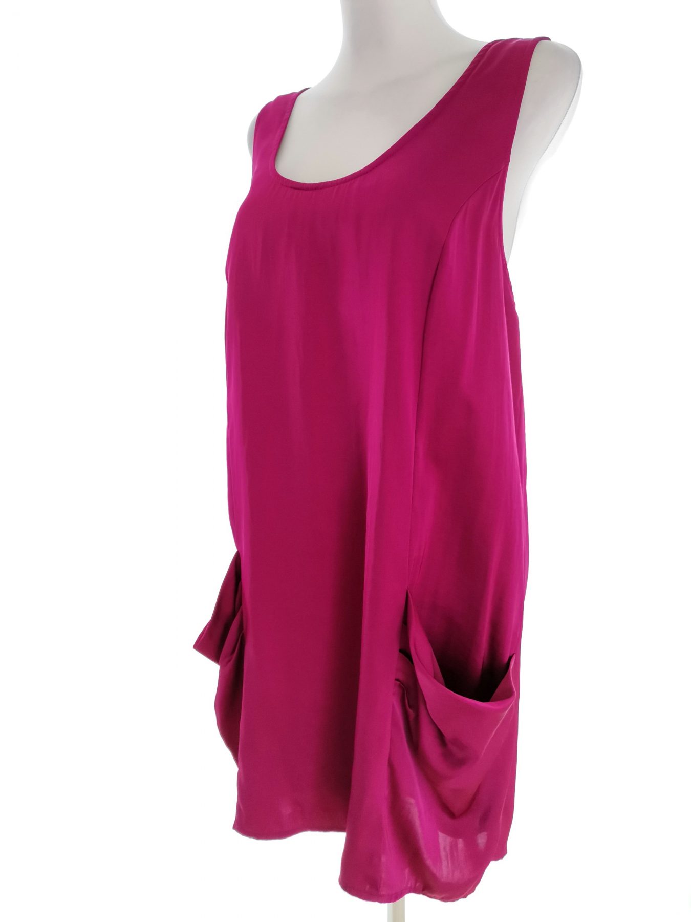 Reiss Stl 14 (42) Färg Fuchsia Rund urringning Raka Klänningen Ärmlös Knälängd