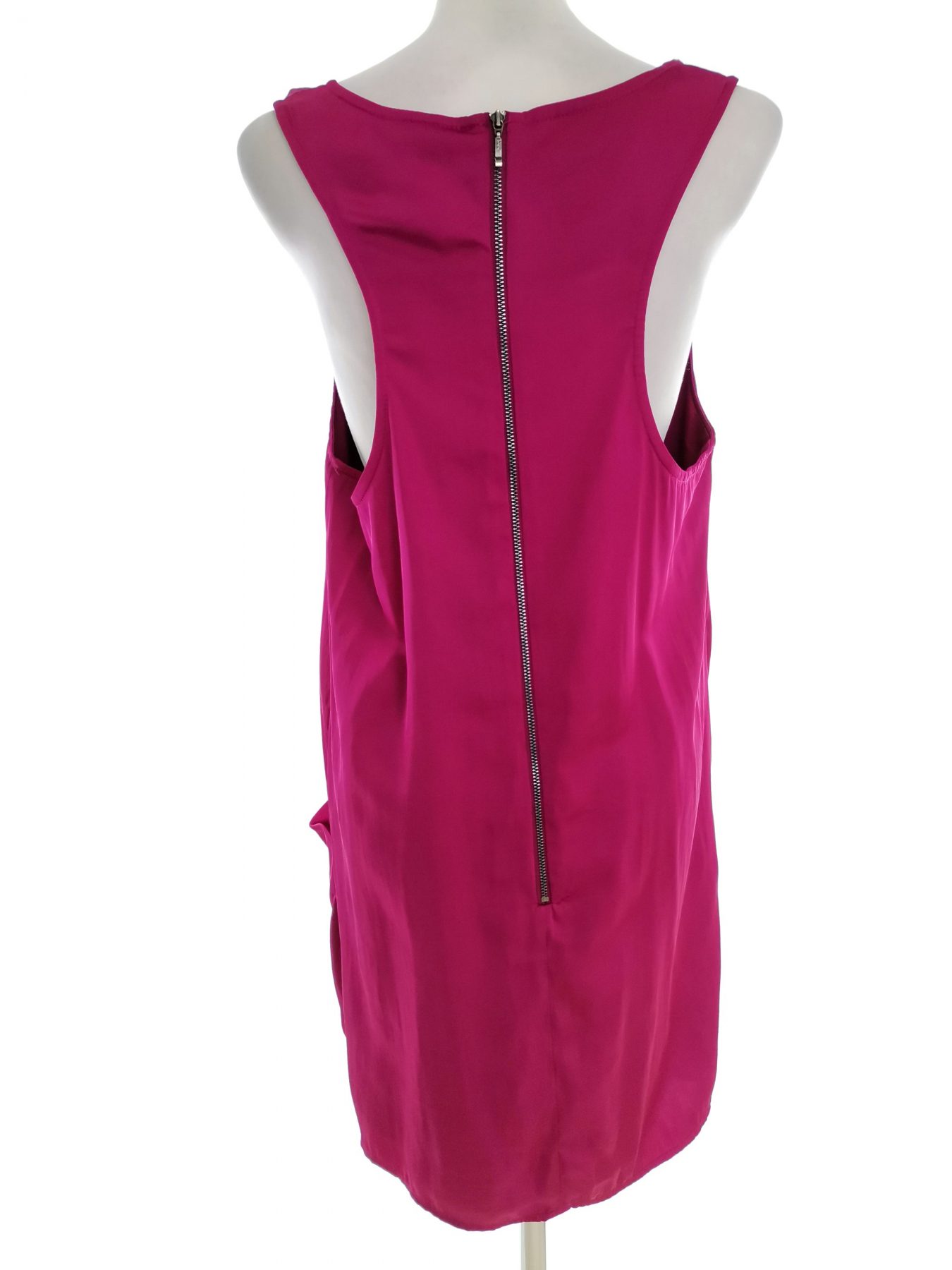 Reiss Stl 14 (42) Färg Fuchsia Rund urringning Raka Klänningen Ärmlös Knälängd