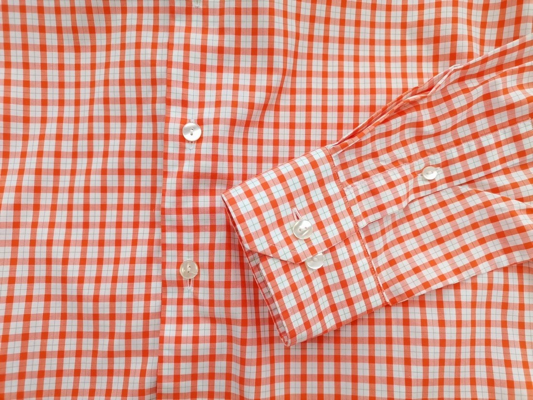 Eton Stl 15 3/4 (40) Färg Orange Rutigt Krage Herr Skjorta, elegant Långärmad Material Bomull 100%