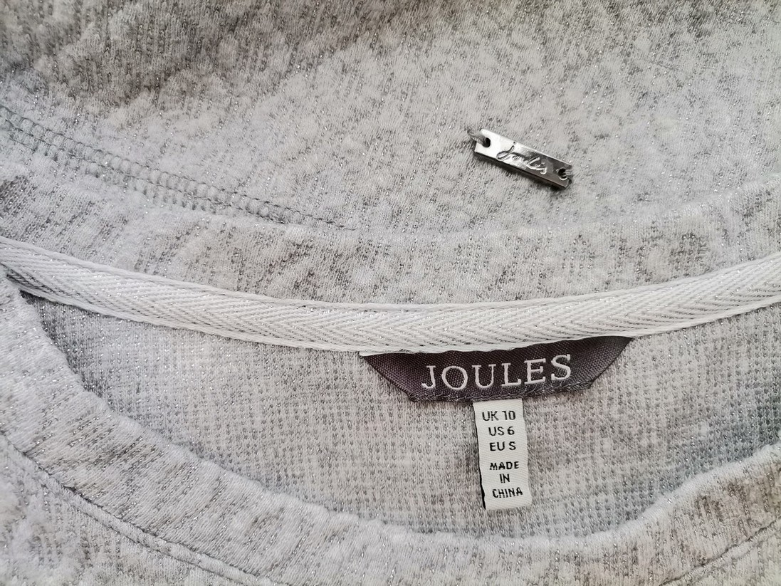 Joules Stl S Färg Grå Rund urringning Stickad Klänning ärm 3/4 Knälängd Material Bomull