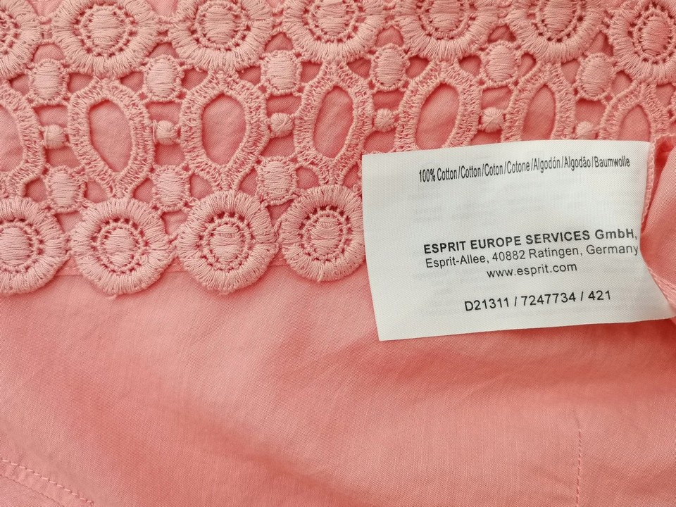 Esprit Stl 34 Färg Rosa V-ringning Blus Kortärmad Material Bomull 100%