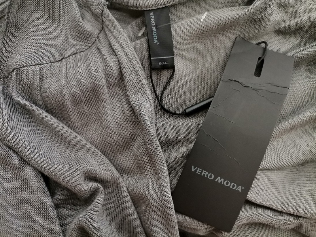 Vero moda Stl S Färg Grå V-ringning Draperad öppen kofta Kortärmad Material Viskos Finstickat