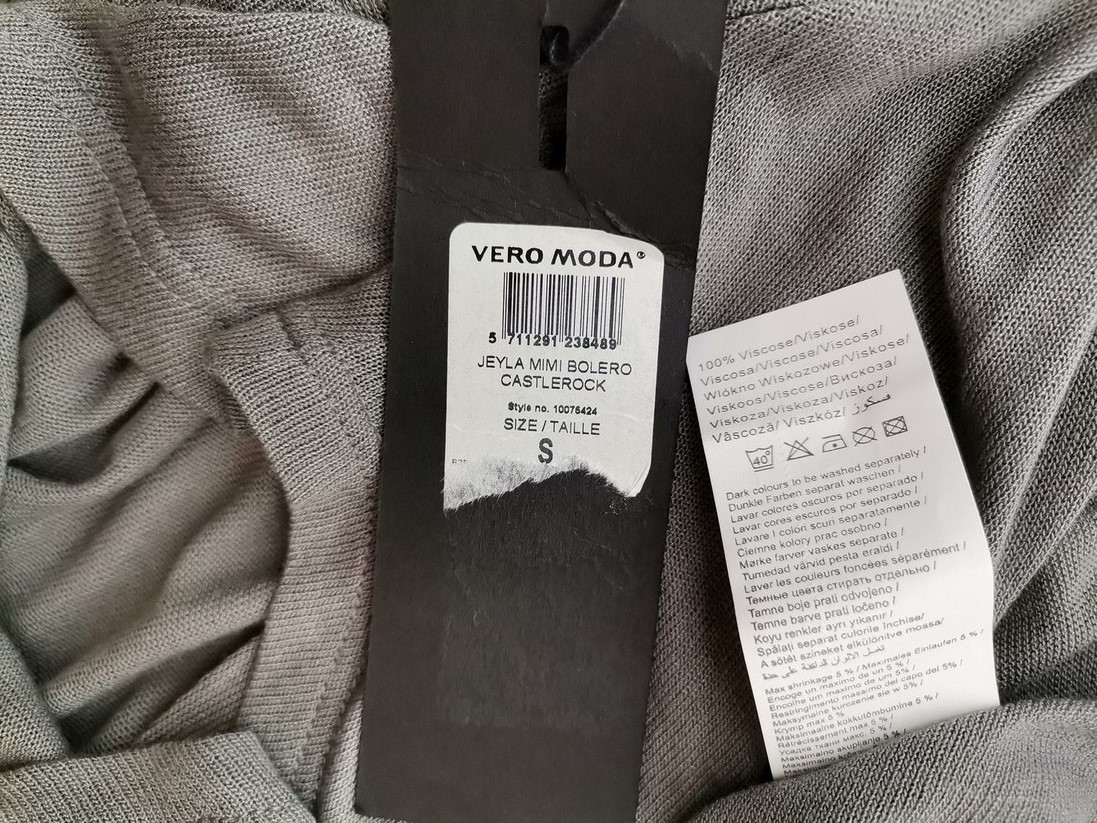 Vero moda Stl S Färg Grå V-ringning Draperad öppen kofta Kortärmad Material Viskos Finstickat