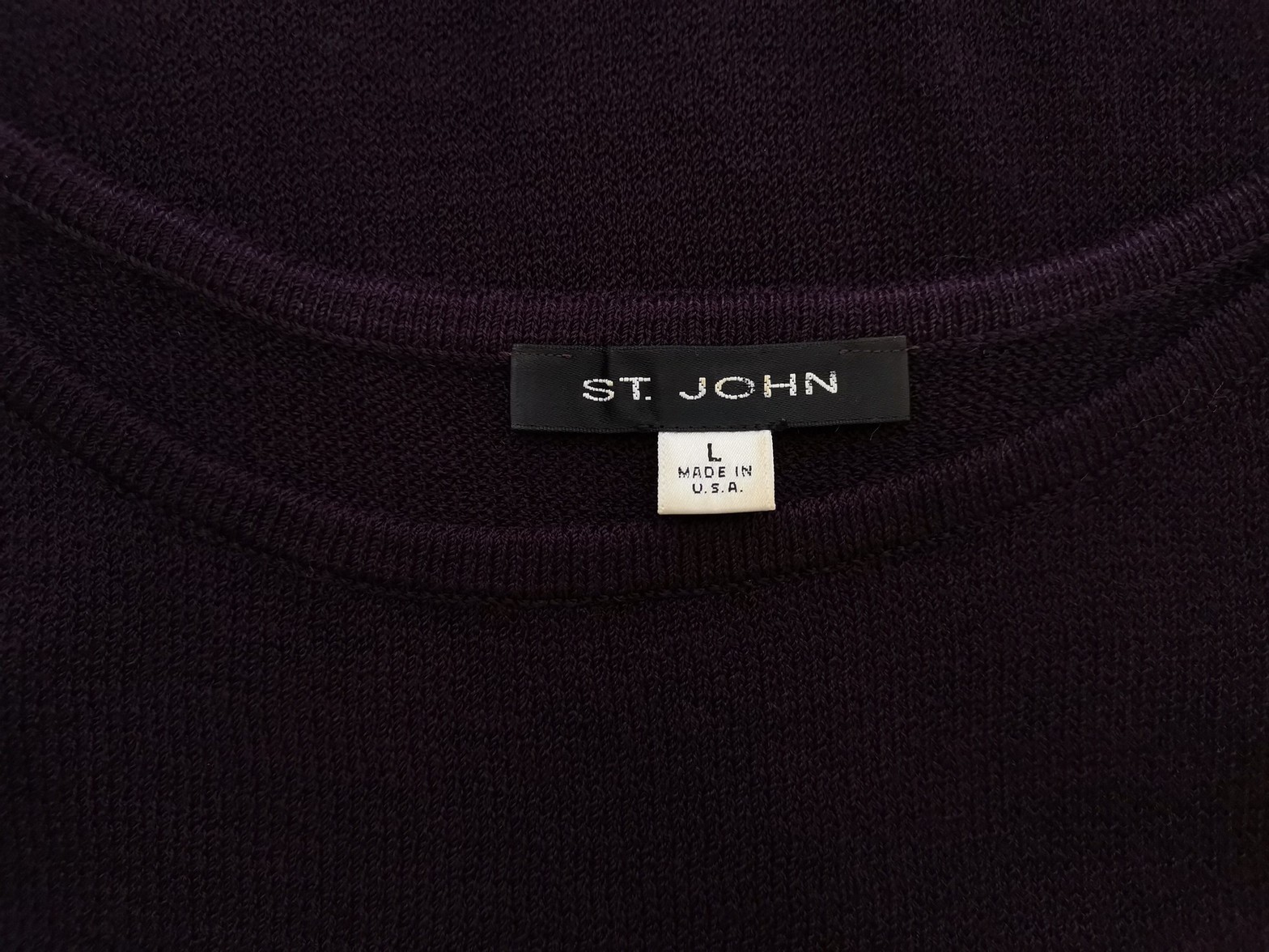 ST. JOHN Stl L Färg Lila U-ringning Blus Ärmlös Material Ull