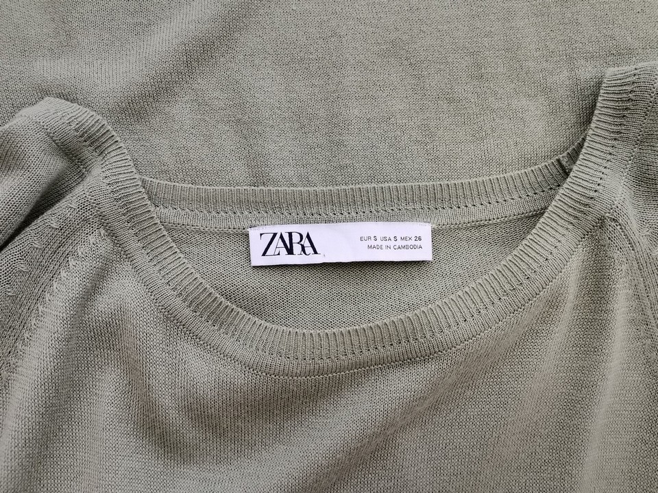 Zara Stl S Färg Grön Rund urringning Tröja Långärmad Material Viskos Finstickat