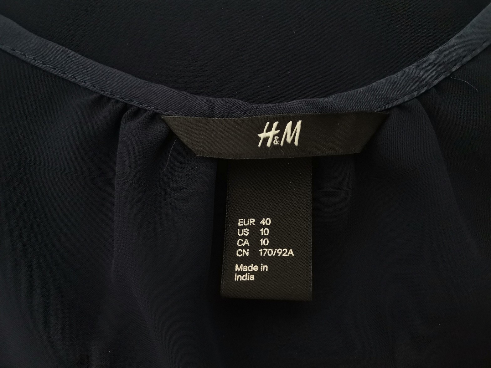 H&m Stl 40 Färg Marinblå Rund urringning Blus Ärmlös