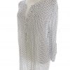 Italy Stl 46/48 Färg Vit Geometrisk Split Crew Neck Popover Tunika Blus ärm 3/4 Material Viskos