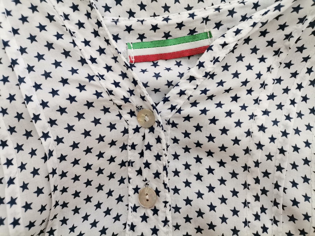 Italy Stl 46/48 Färg Vit Geometrisk Split Crew Neck Popover Tunika Blus ärm 3/4 Material Viskos