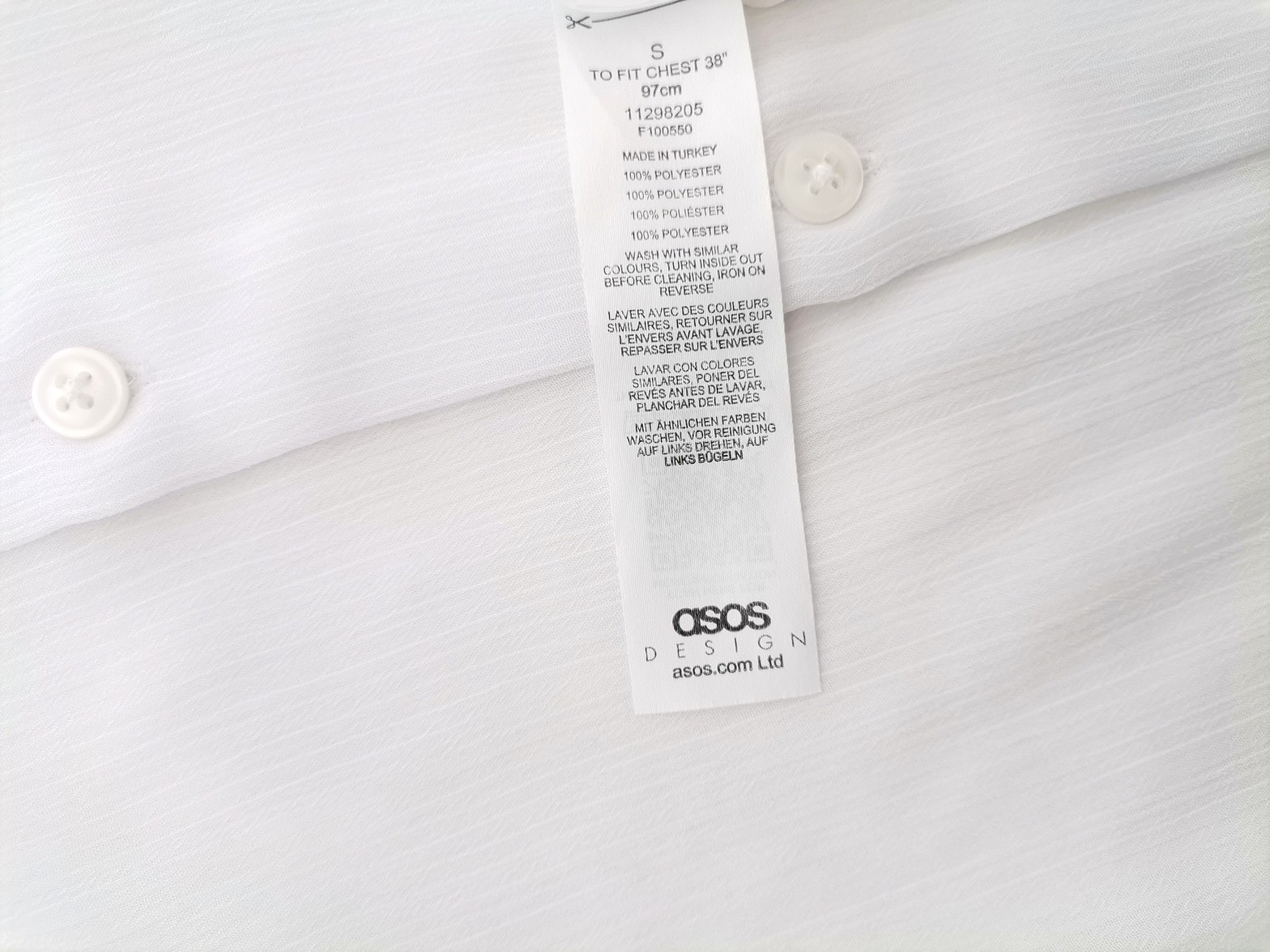 ASOS Stl S Färg Vit Halter Knäppt Tunika Blus Långärmad