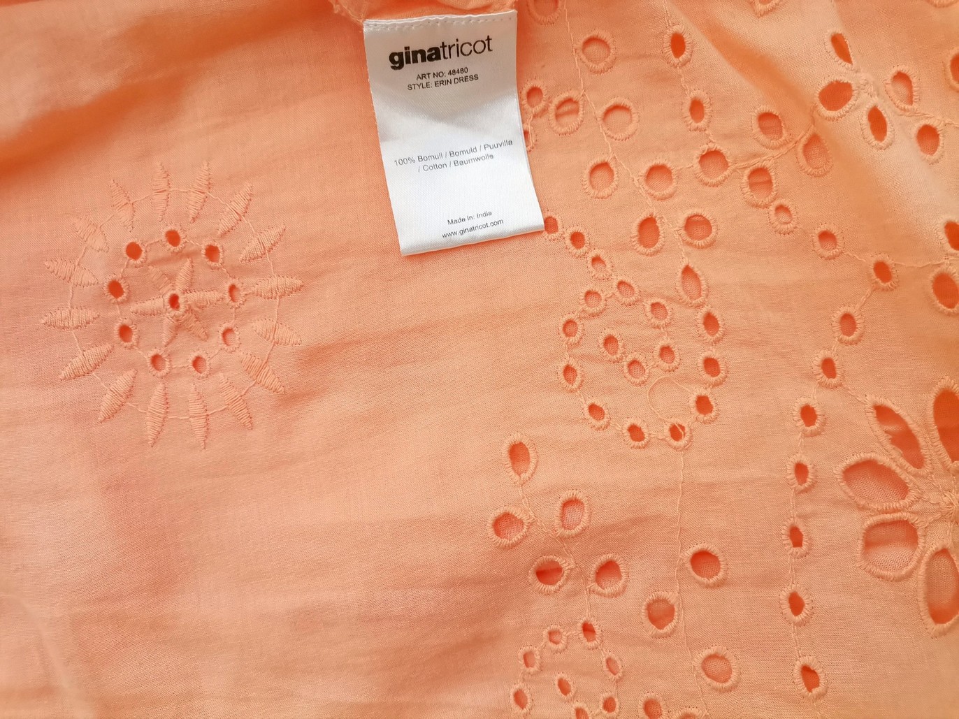 Ginatricot Stl 38 Färg Orange Axelbandslös Sommar Klänning Ärmlös Knälängd Material Bomull 100%