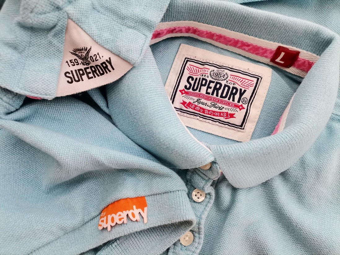 Superdry Stl L Färg Blå Krage Pikétröja Kortärmad Material Bomull 100%