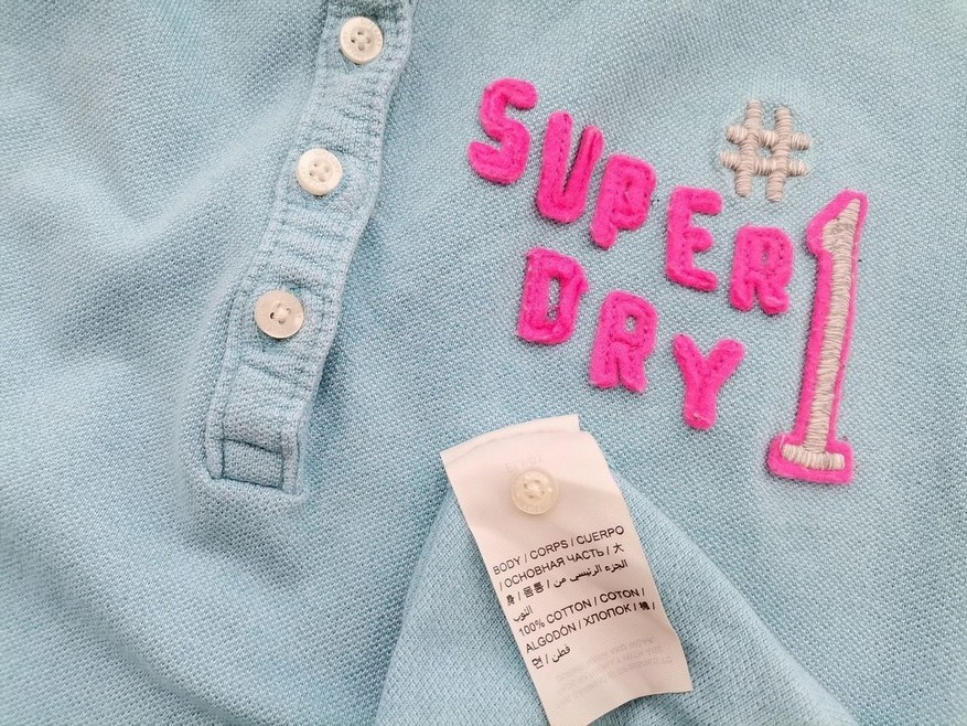 Superdry Stl L Färg Blå Krage Pikétröja Kortärmad Material Bomull 100%