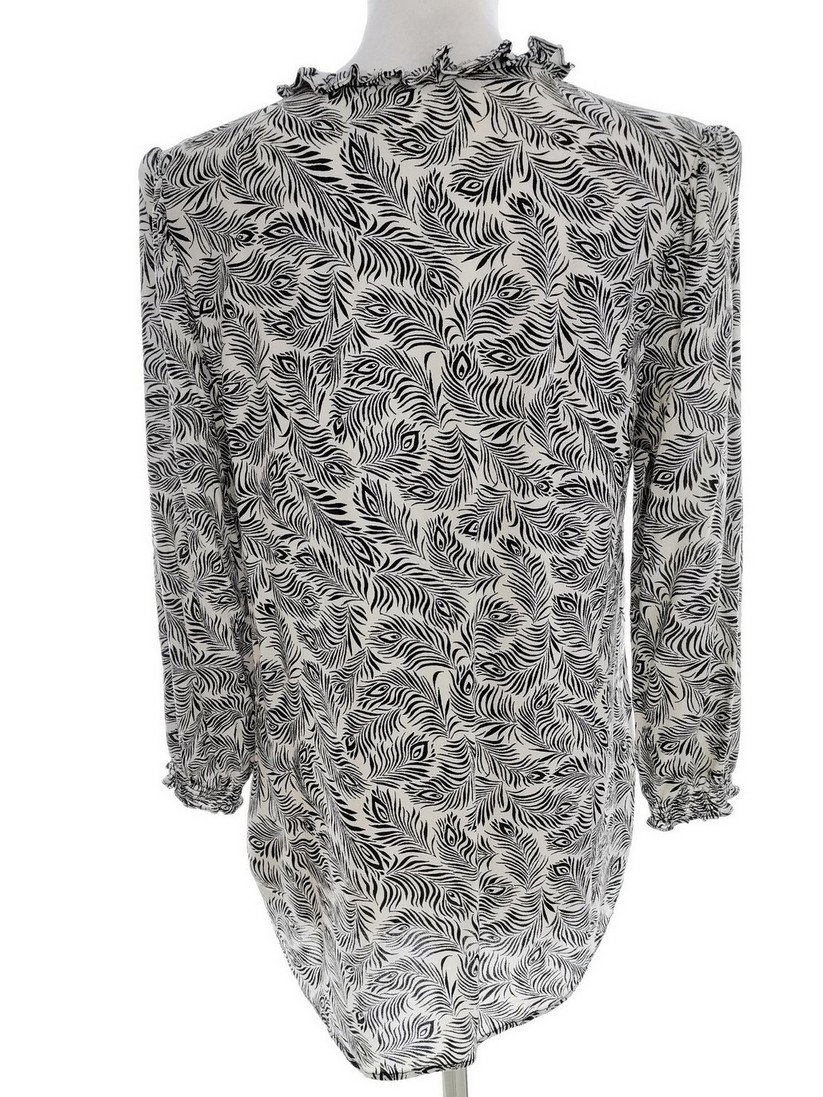 H&m Stl 42 Färg Elfenben Floral Blad V-ringning Blus ärm 3/4 Material Viskos 100%