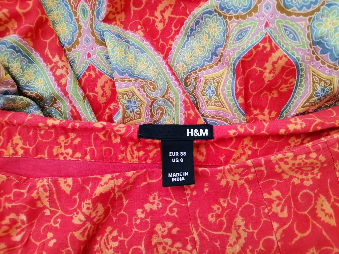 H&m Stl 38 Färg Orange A-linjekjol Midi Material Bomull 100%