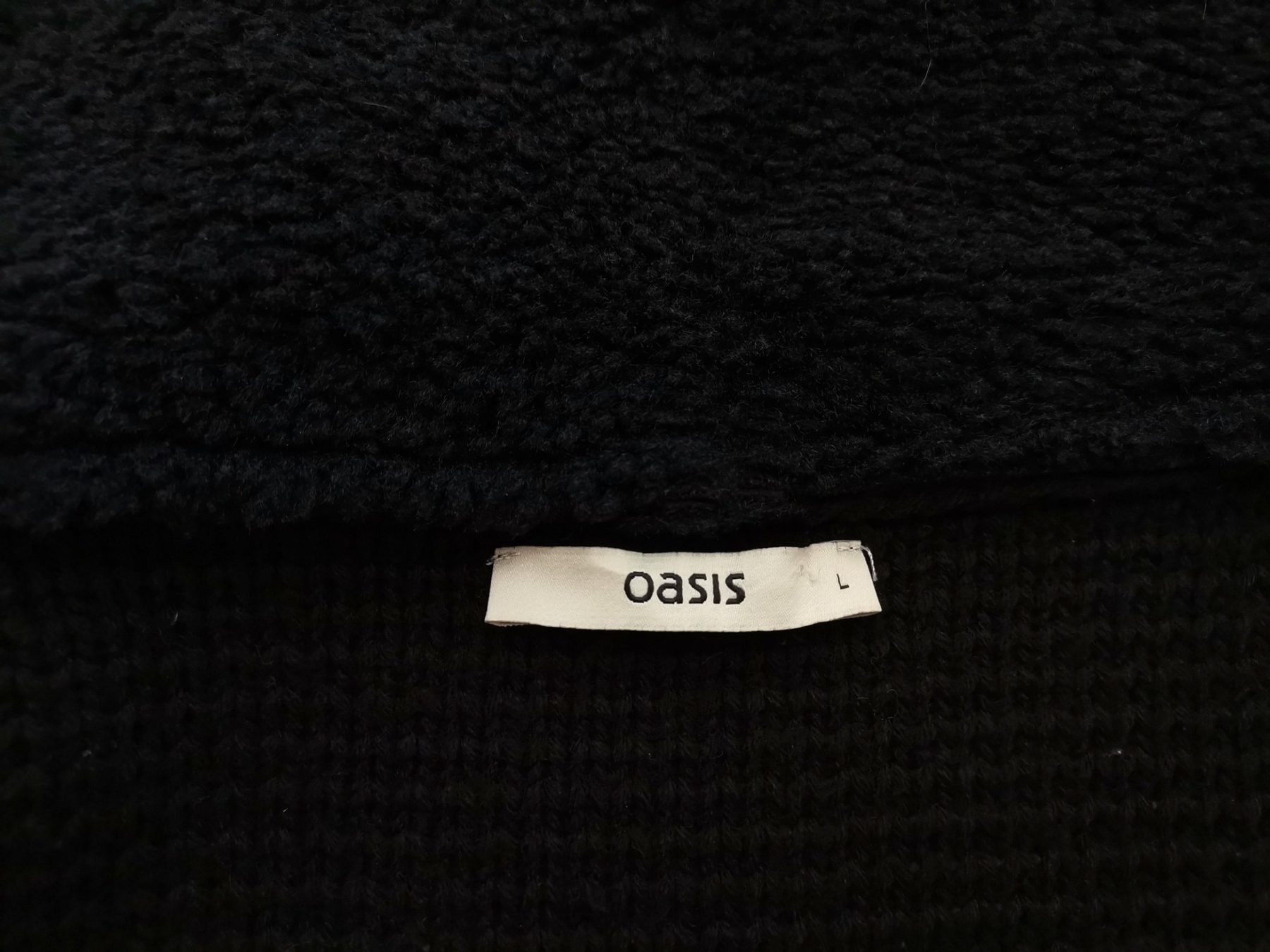 Oasis Stl L Färg Svart Krage Lång öppen koftkappa Långärmad Material Akryl 100% Finstickat