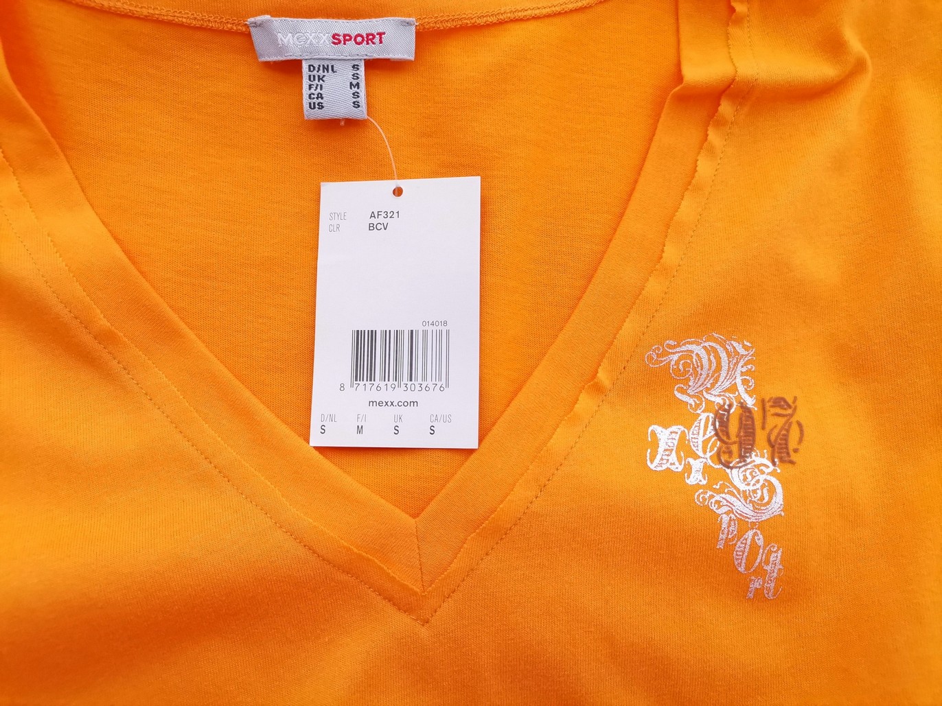 Mexx Stl S Färg Orange V-ringning T-shirt Kortärmad Material Bomull