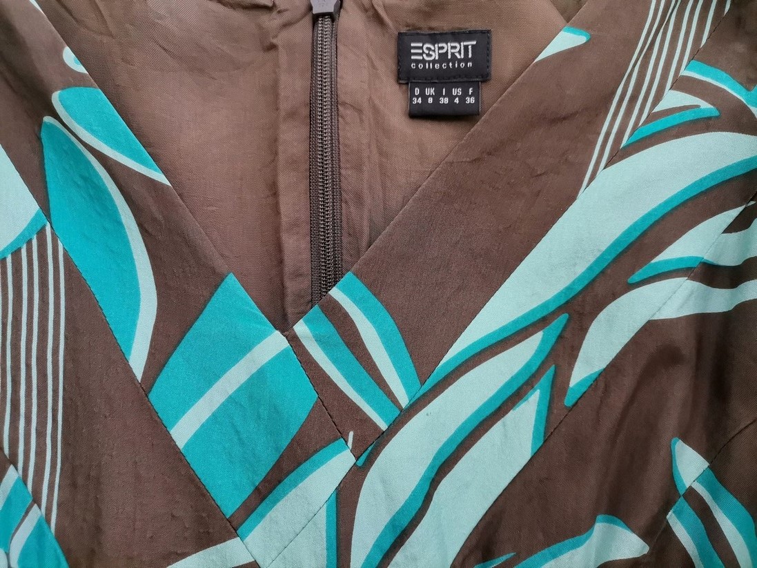 Esprit Stl 34 Färg Brun V-ringning Sommar Klänning Ärmlös Midi Material Siden 100%