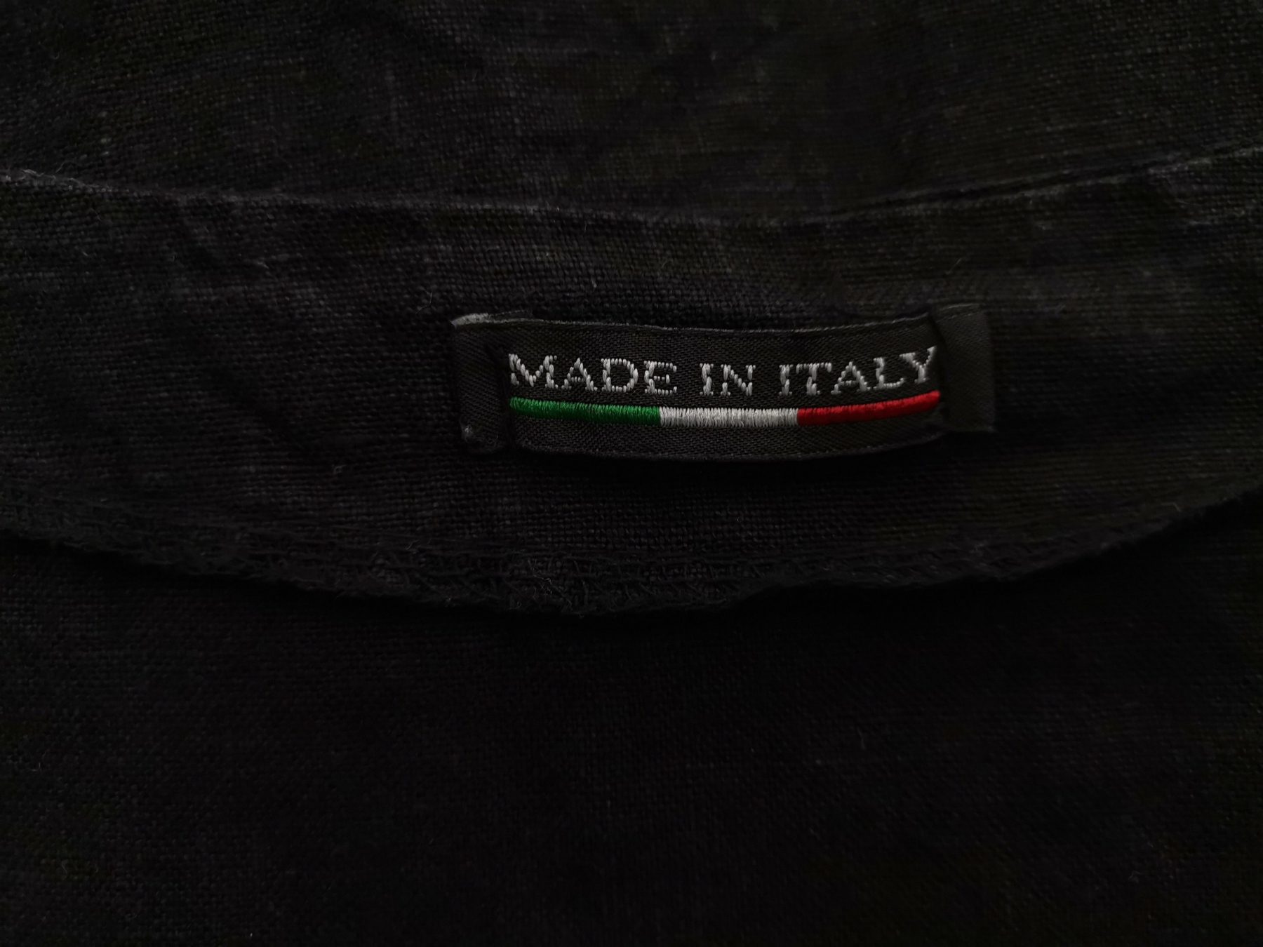 Italy Stl 1 (52) Färg Svart Rund urringning Raka Klänningen Kortärmad Knälängd Material Lin 100%