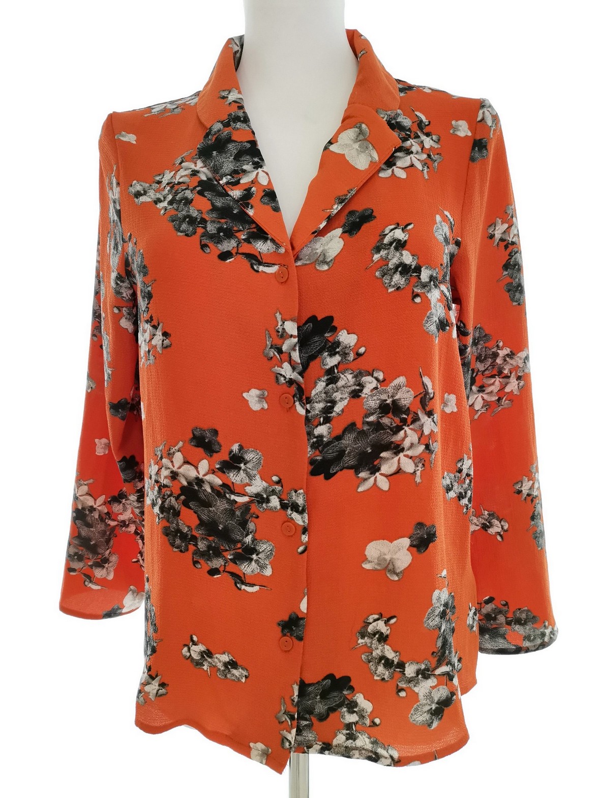 Vero moda Stl S Färg Orange Krage Knäppt Blus ärm 3/4