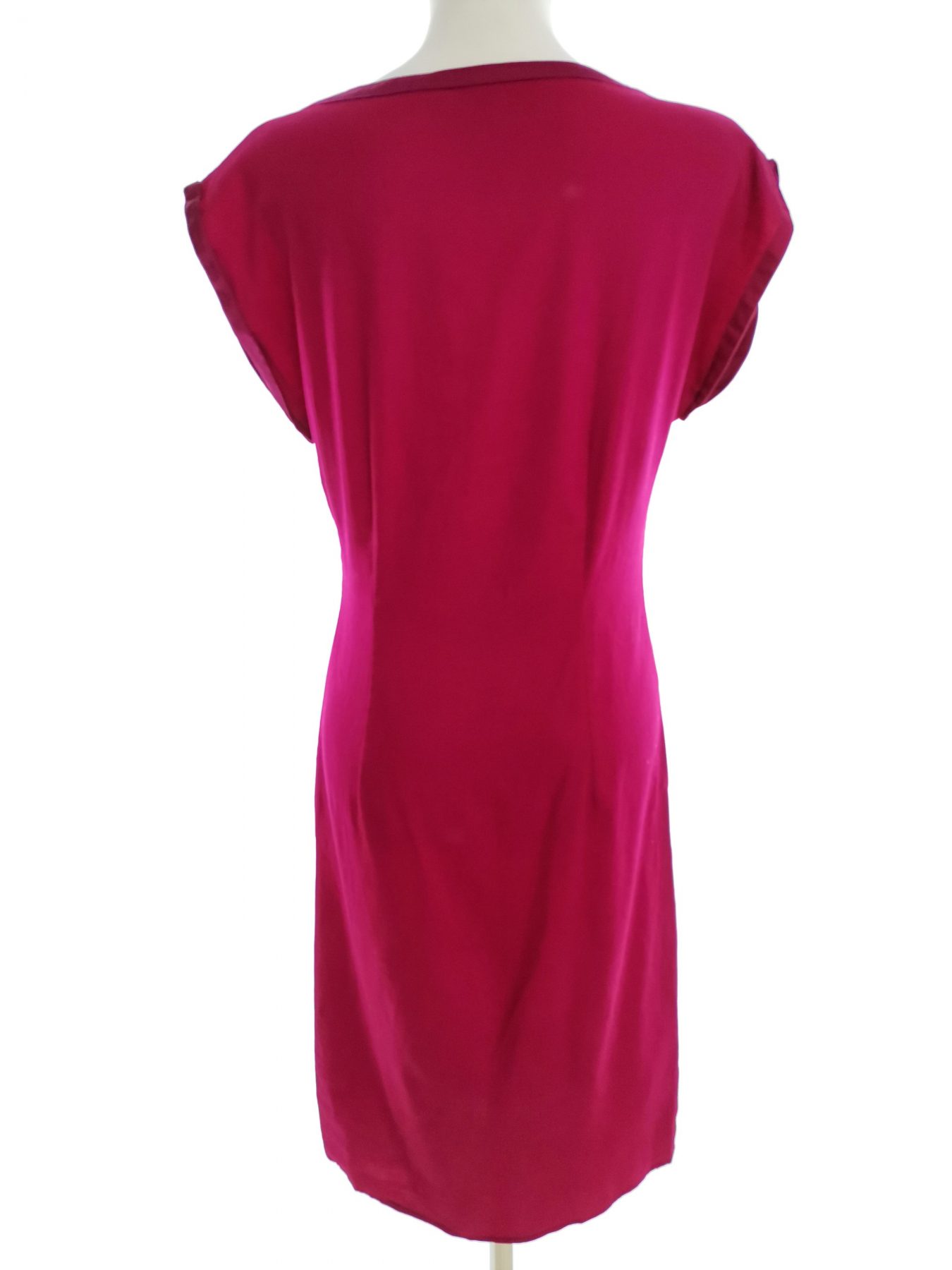 Ted Baker Stl 2 (38) Färg Fuchsia V-ringning Raka Klänningen Kortärmad Midi Material Bomull