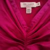 Ted Baker Stl 2 (38) Färg Fuchsia V-ringning Raka Klänningen Kortärmad Midi Material Bomull