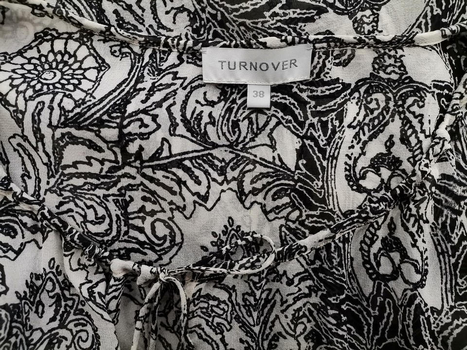 Turnover Stl 38 Färg Elfenben Paisley Keyhole Crew Neck Blus Långärmad Material Siden 100%