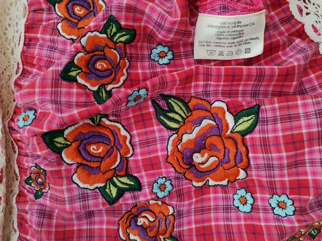 Odd molly Stl 1 (36) Färg Rosa Rutigt Rund urringning Blus Ärmlös Material Bomull 100%