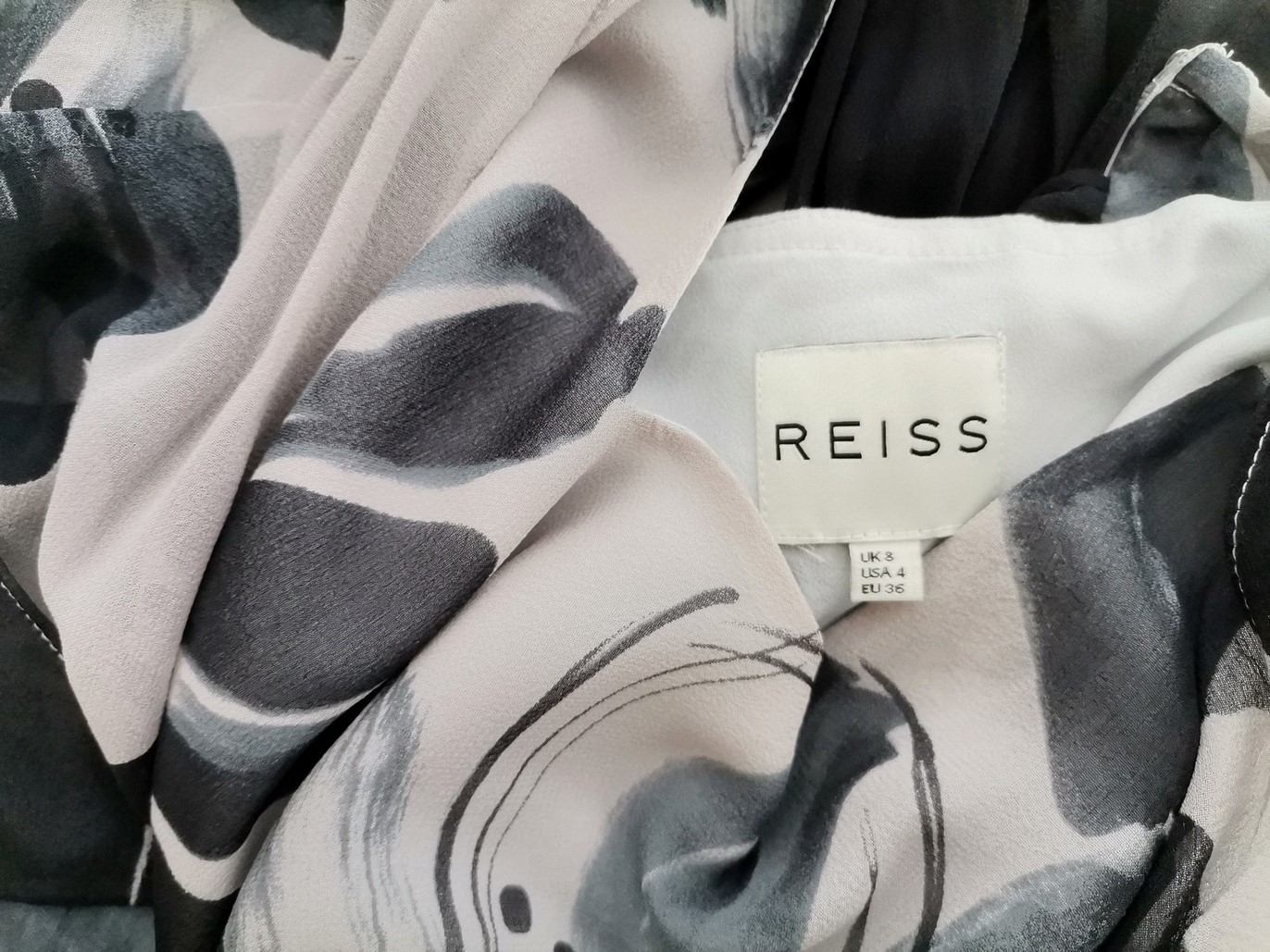 Reiss Stl 8 (36) Färg Grå V-ringning Skal Klänning Ärmlös Knälängd Material Siden 100%