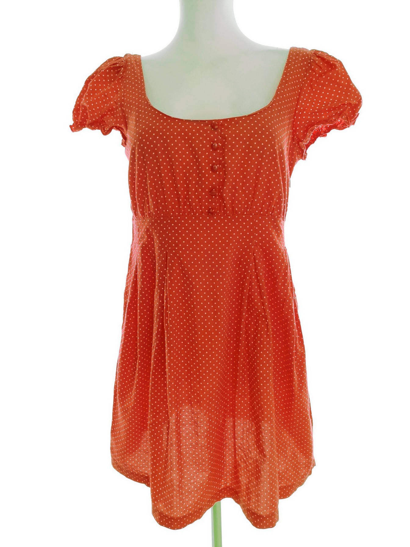 H&m Stl 38 Färg Orange Prickar U-ringning Popover Tunika Blus Kortärmad Material Bomull 100%