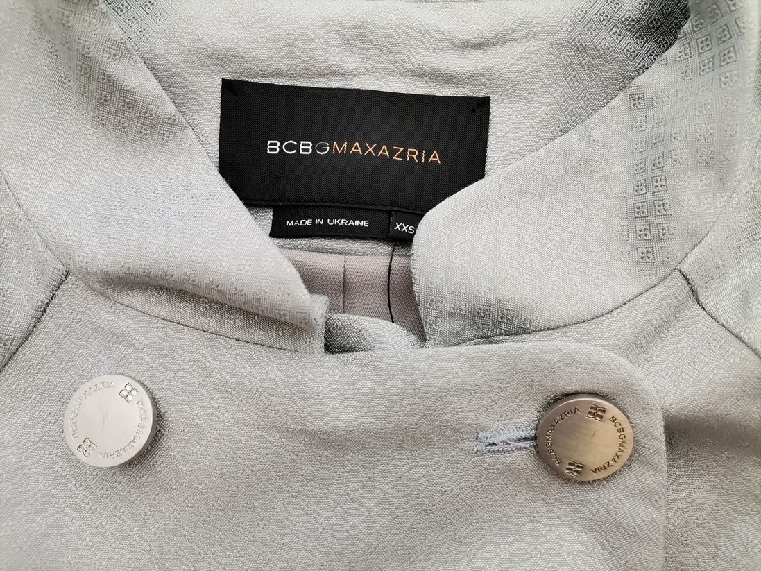 BCBG MAXAZRIA Stl XXS Färg Grå Krage Kavaj med knappar Kortärmad Material Rayon