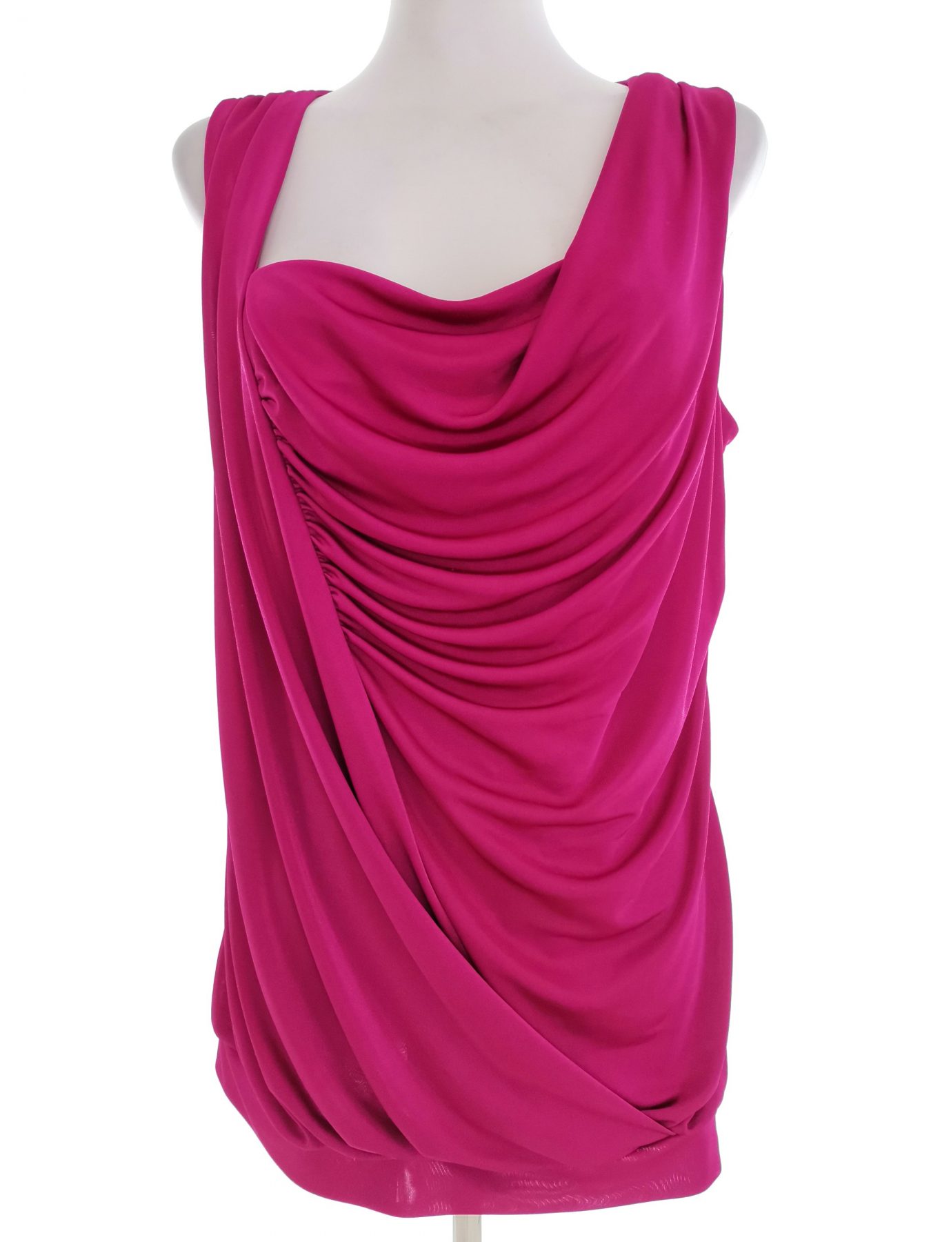 Jasper Conran Stl 12 (44) Färg Fuchsia Draperad Tunika blus Ärmlös