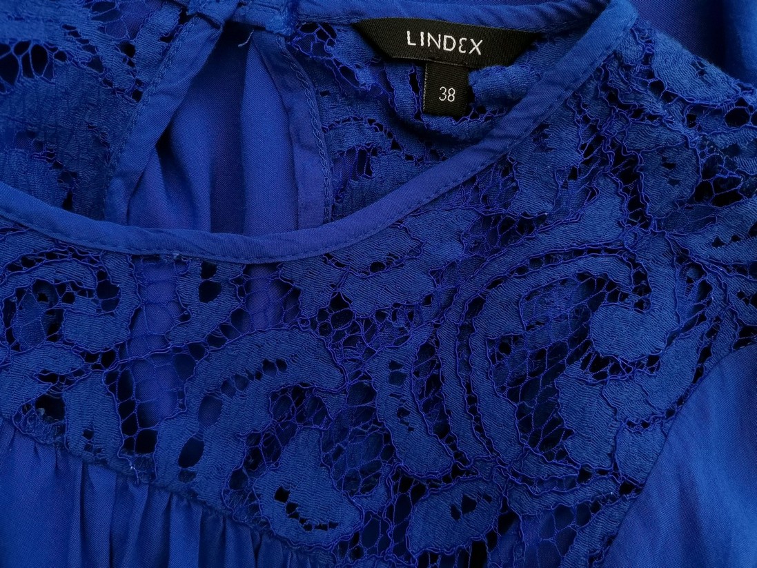 Lindex Stl 38 Färg Blå Rund urringning Blus ärm 3/4 Material Viskos 100%