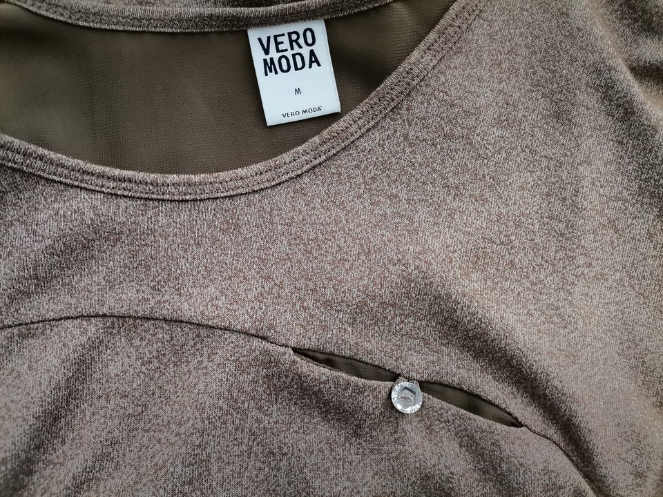 Vero moda Stl M Färg Brun Rund urringning Tunika blus Långärmad