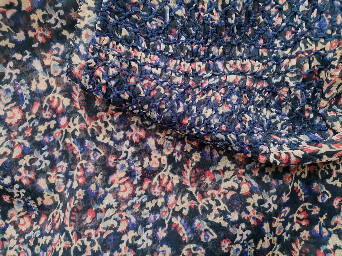 Pepe jeans Stl S Färg Blå Floral Blad V-ringning Blus Kortärmad