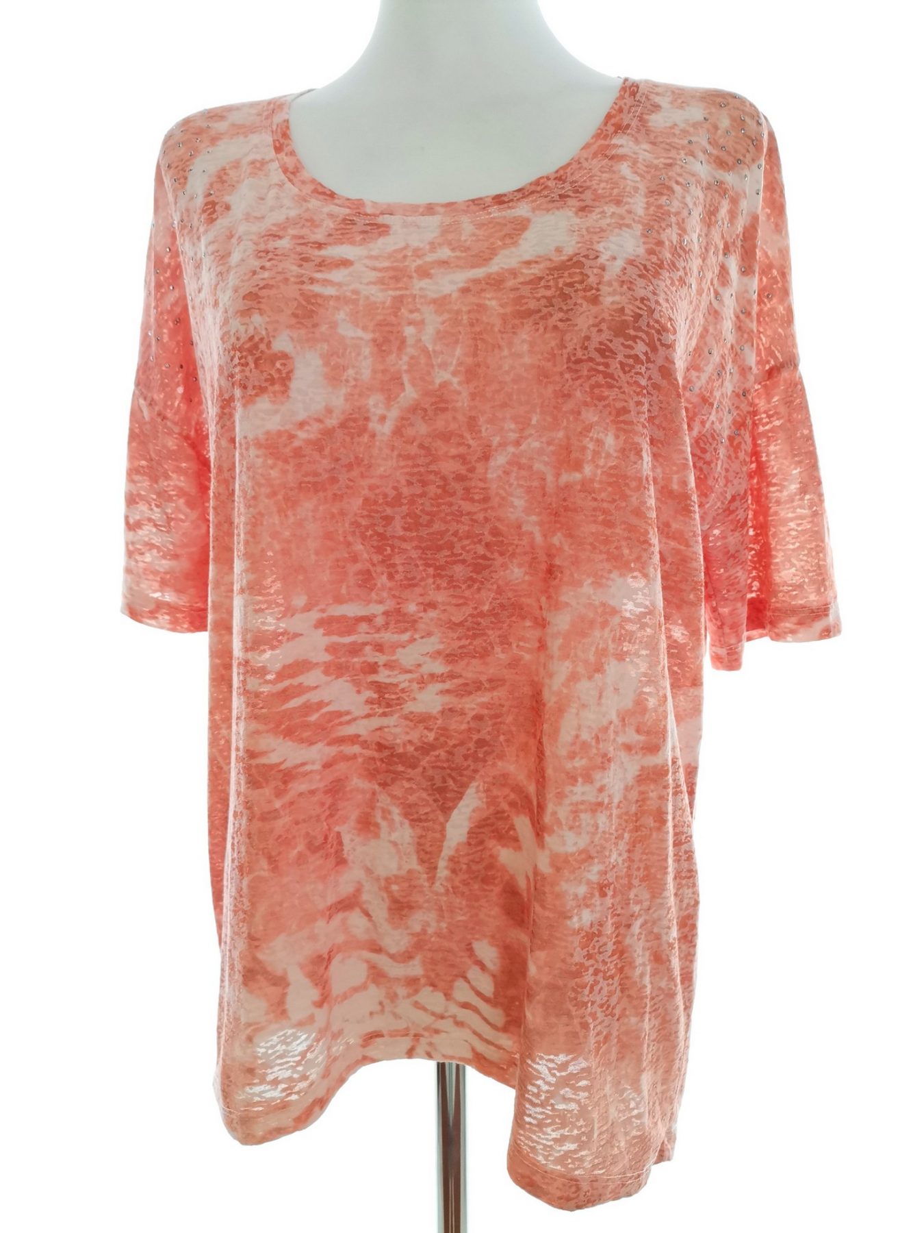 Ofelia Stl L Färg Orange Rund urringning Blus ärm 3/4