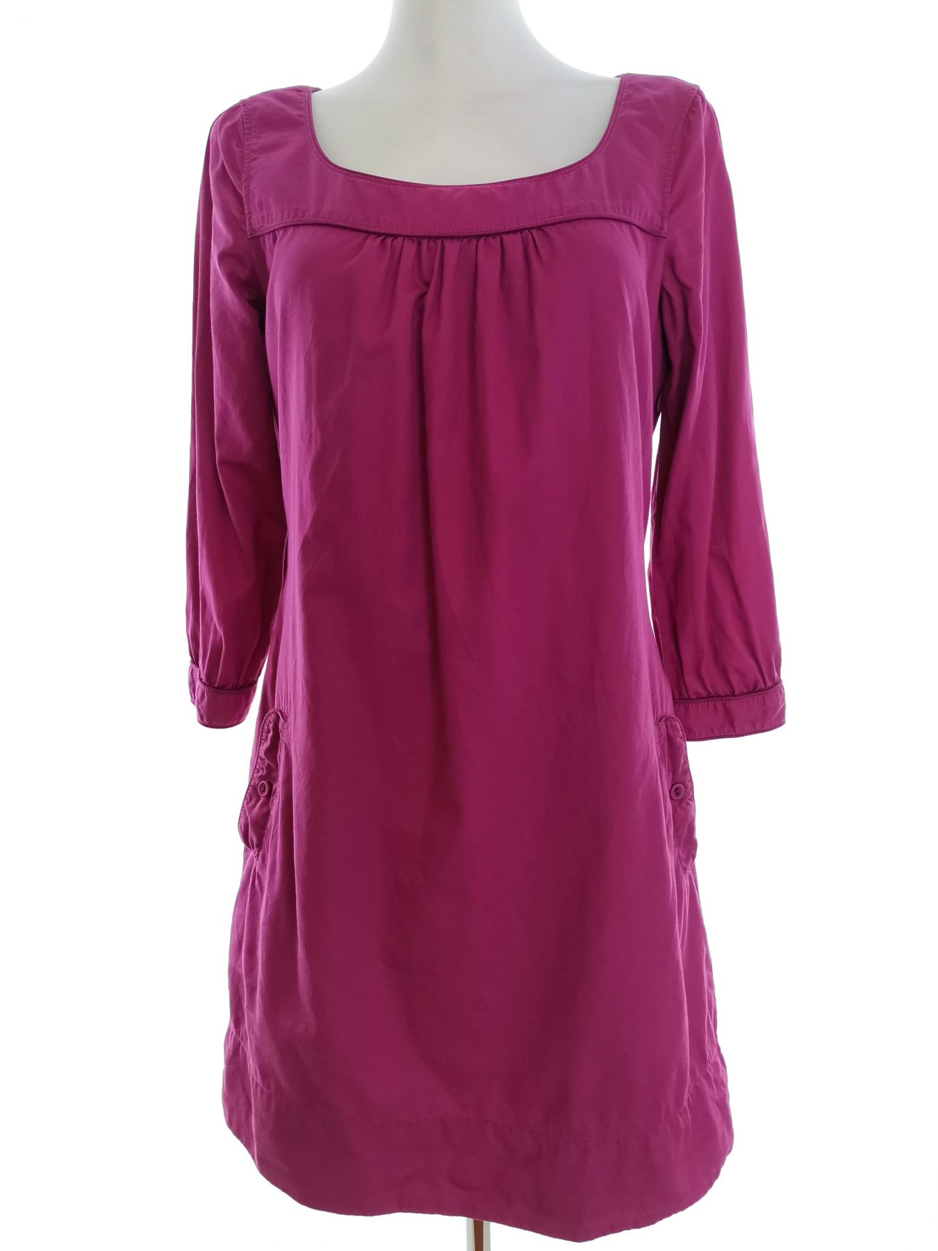 Esprit Stl 36 Färg Fuchsia Rund urringning Raka Klänningen ärm 3/4 Knälängd Material Bomull 100%