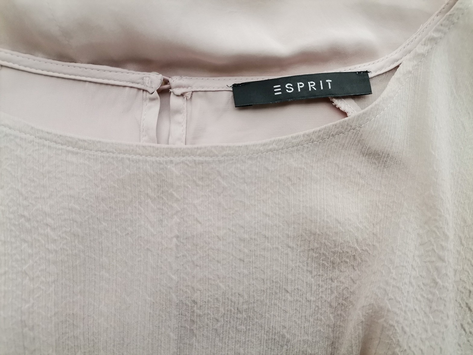 Esprit Stl 36 Färg Pudrig Rosa Rund urringning Blus Kortärmad