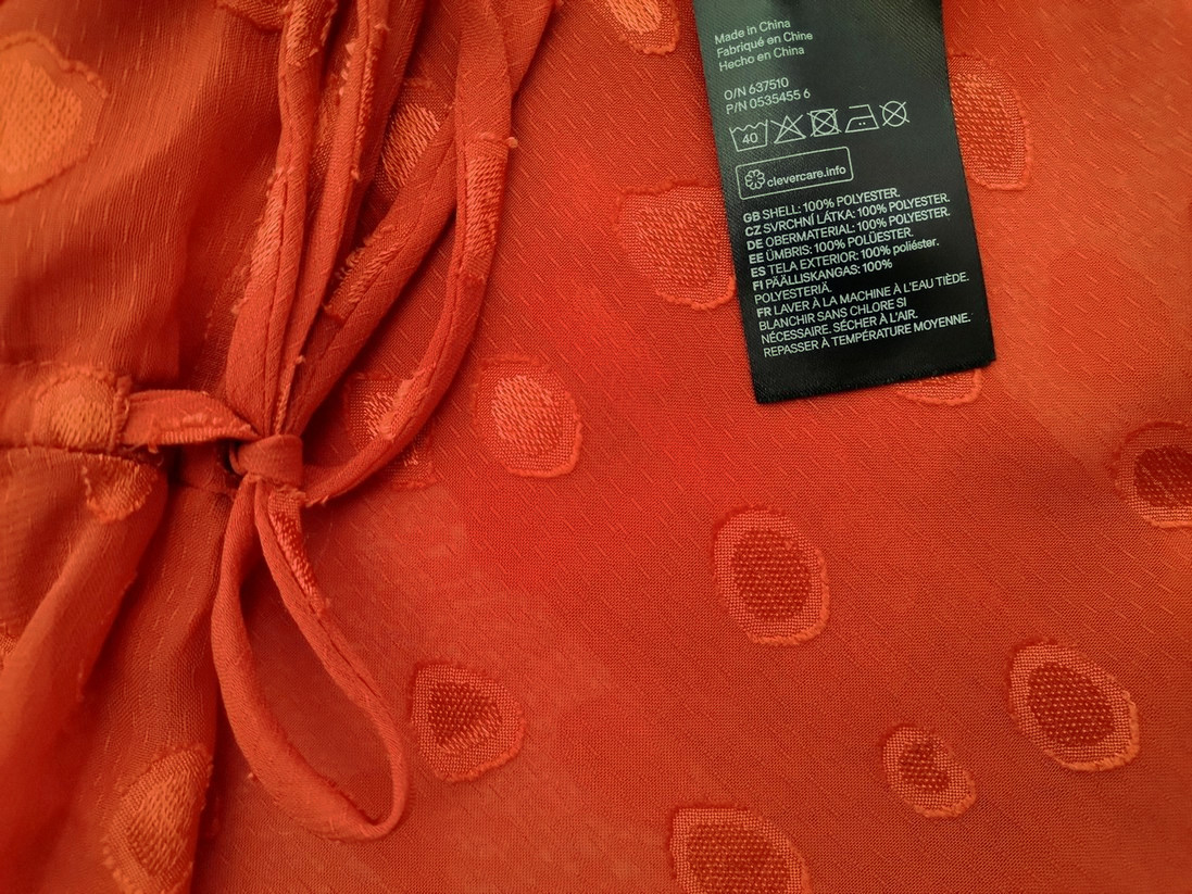 H&m Stl 38 Färg Orange Prickar Keyhole Crew Neck Blus Långärmad