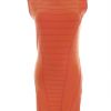 Ted Baker Stl 2 (36) Färg Orange Ränder Rund urringning Kroppsnära Klänning Ärmlös Knälängd