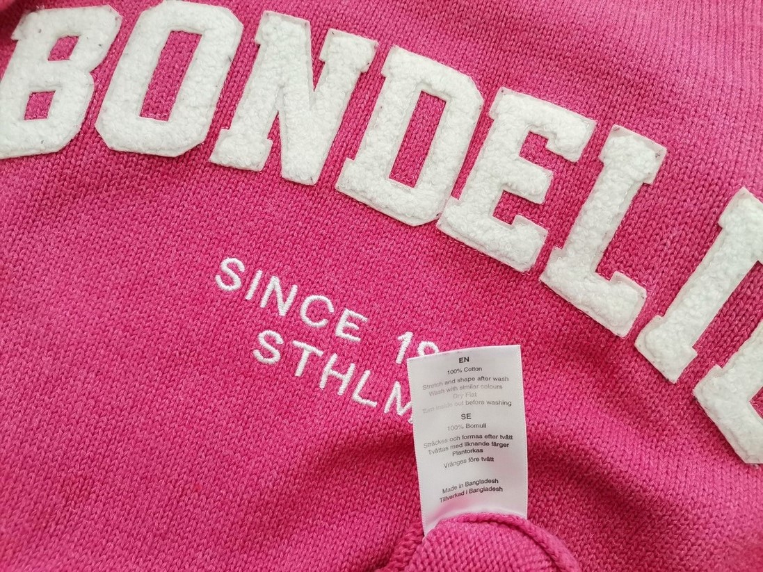 BONDELID Stl XS Färg Rosa Rund urringning Tröja Långärmad Material Bomull 100% Finstickat