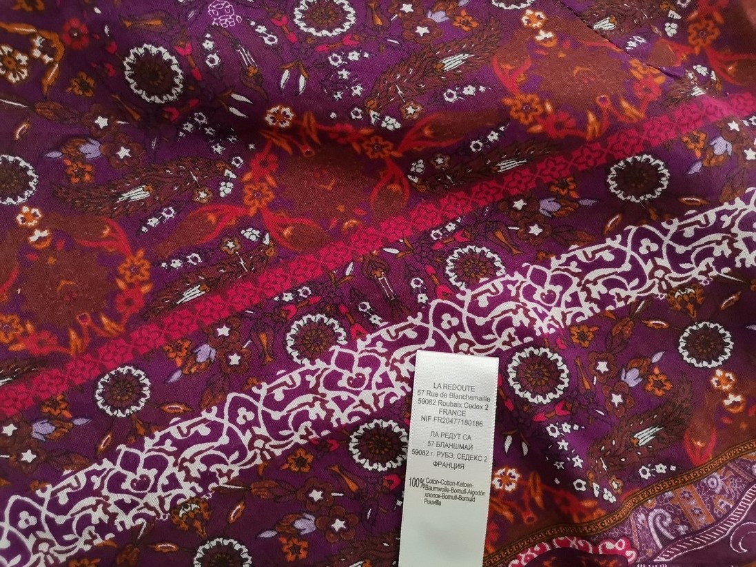 Redoute France Stl 40 Färg Lila Paisley U-ringning Blus Ärmlös Material Bomull 100%