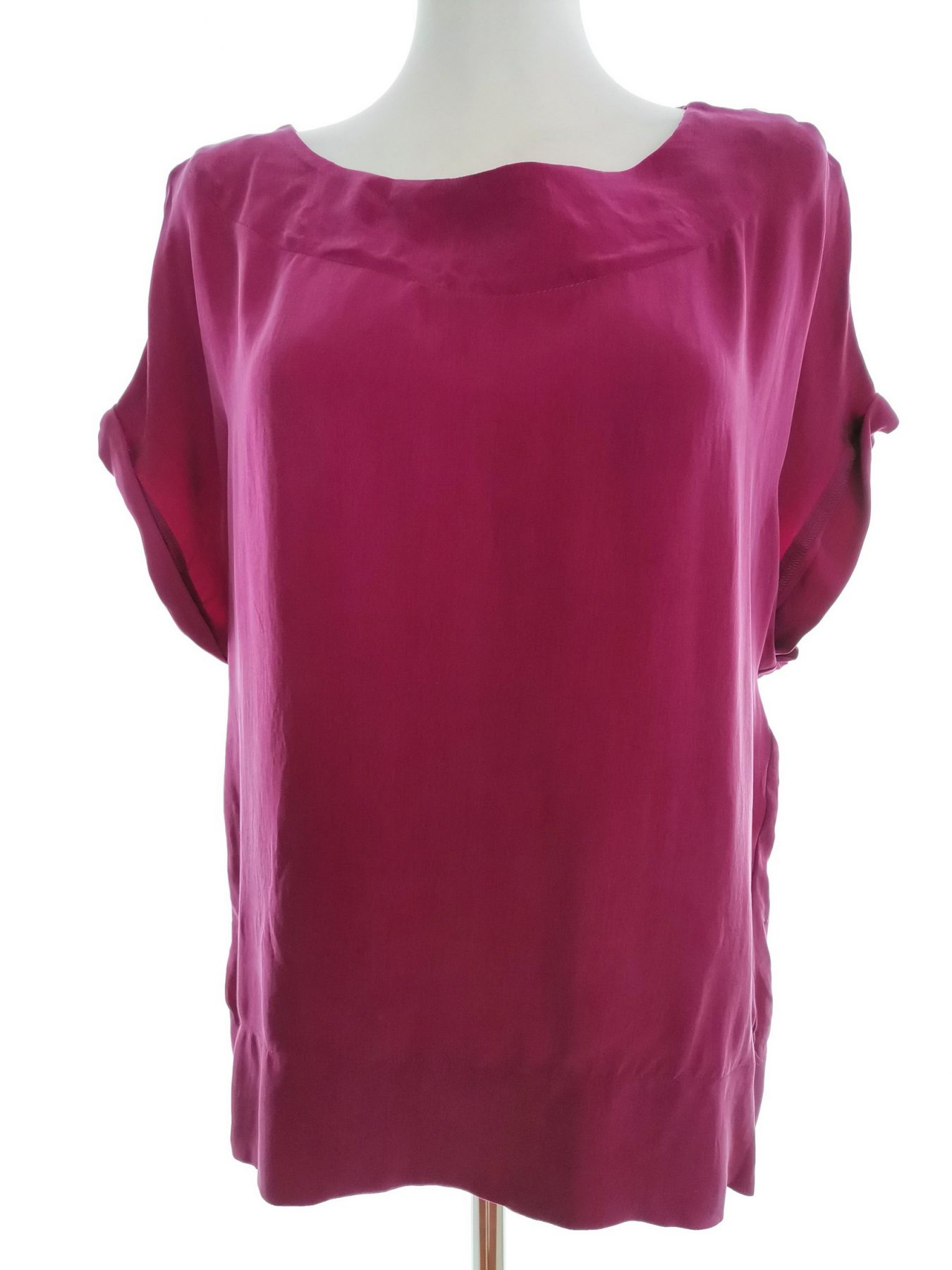 Laura ashley Stl 12 (38) Färg Fuchsia Rund urringning Blus Kortärmad Material Cupro 100%