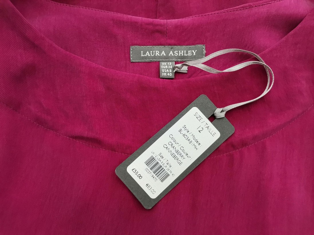 Laura ashley Stl 12 (38) Färg Fuchsia Rund urringning Blus Kortärmad Material Cupro 100%